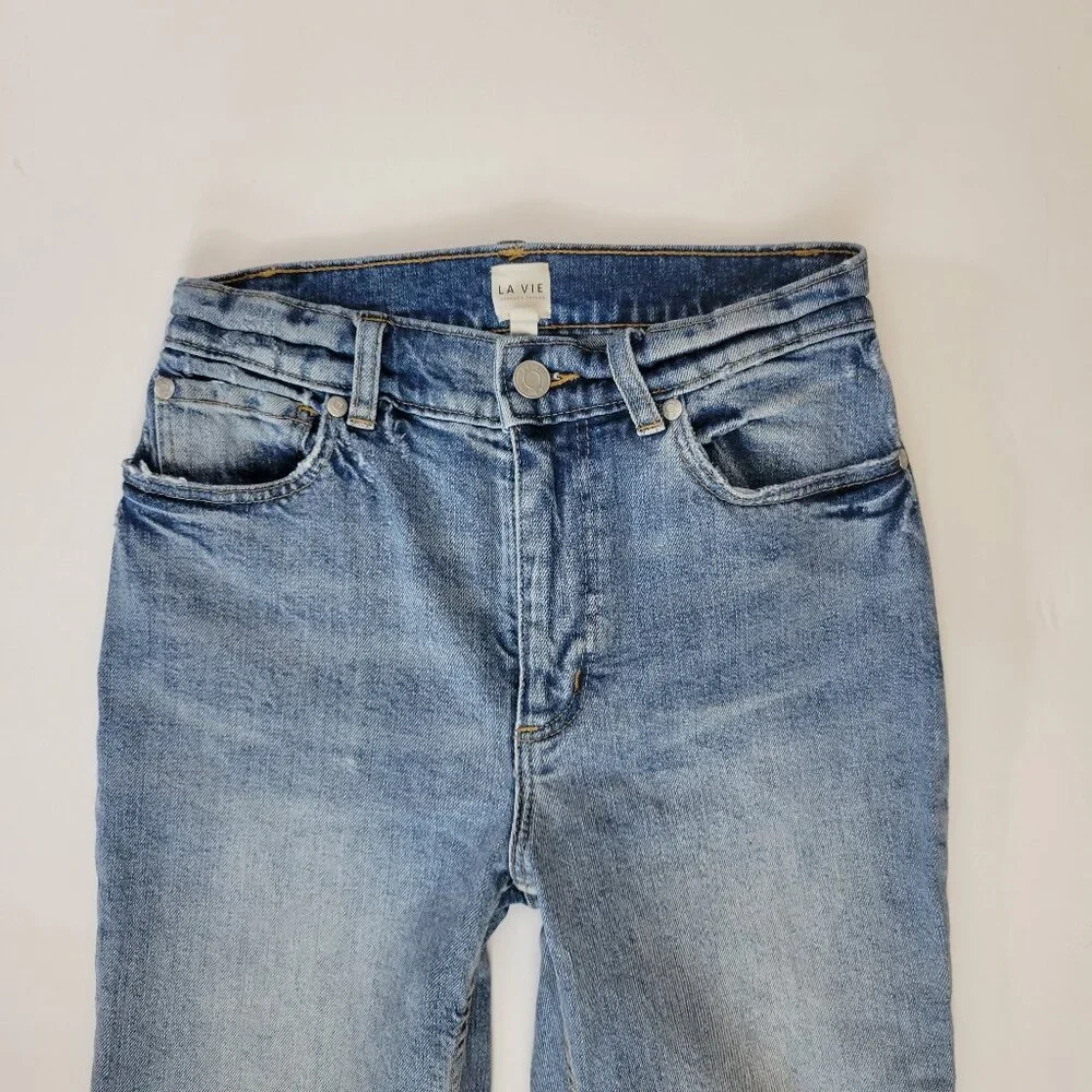La Vie Rebecca Taylor High Rise Cropped Flare Raw Fray Hem Jean - Picture 3 of 12